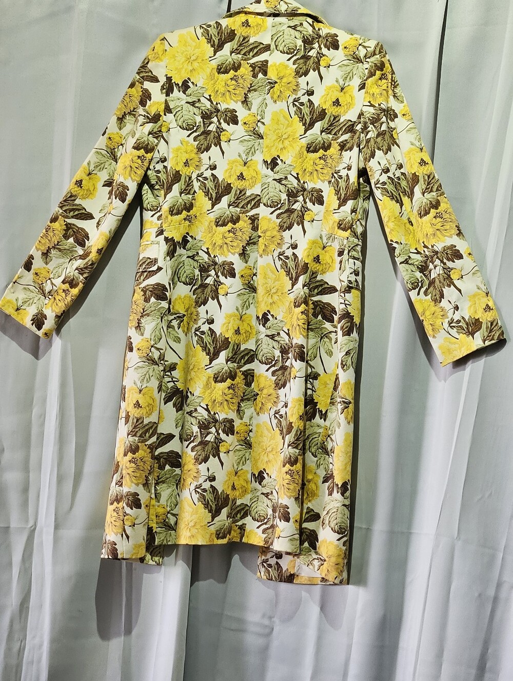 Kasper Vintage Floral Yellow & Brown Long Coat (Dry-cleaned) - Picture 3 of 6